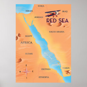 Poster Carte des voyages en mer Rouge