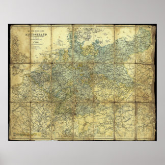 Poster Carte des voyageurs allemands 1896