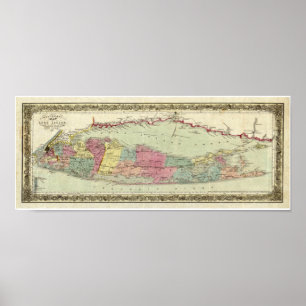 Poster Carte des voyageurs de Long Island, 1855-1857
