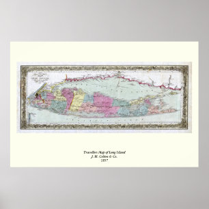 Poster Carte des voyageurs de Long Island, 1855-1857