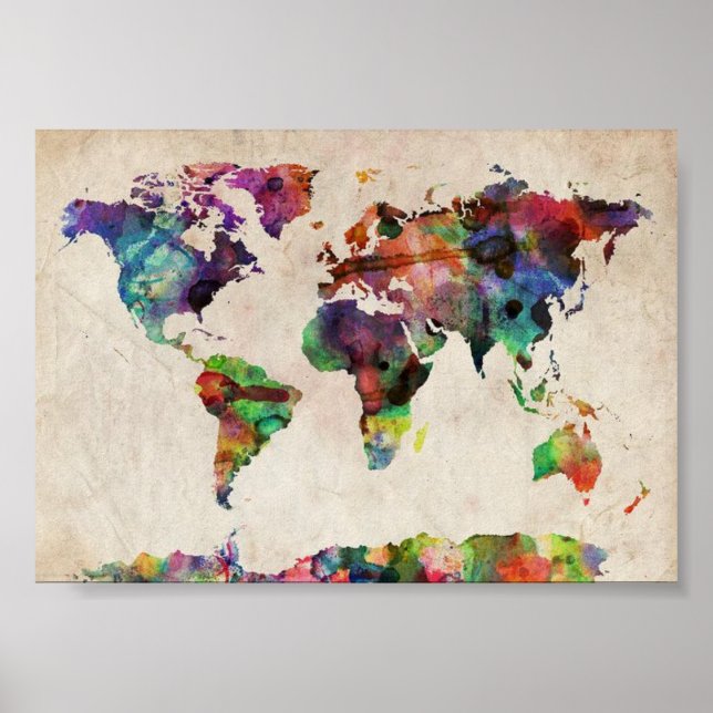 Poster carte des voyageurs du monde entier (Devant)