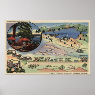 Poster Carte détaillée de LA vers le lac