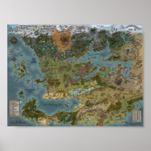 Poster Carte détaillée des royaumes oubliés