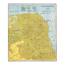 Carte détaillée vintage dorée de San Francisco 188