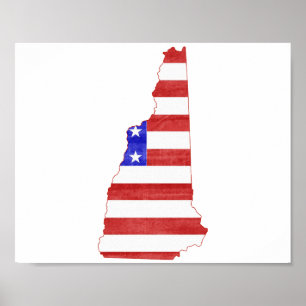 Poster Carte d'état de silhouette de drapeau du New