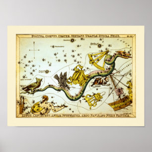 Poster Carte d'étoile vintage - atlas de constellation
