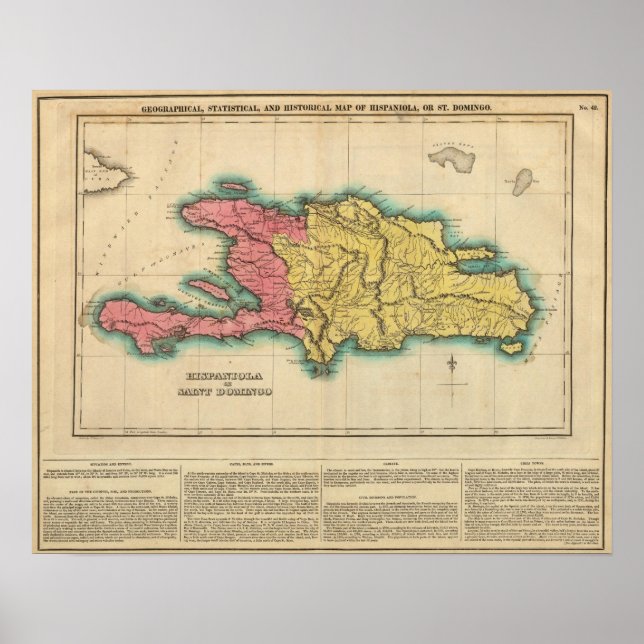 Poster Carte D'Hispaniola, Ou Saint-Domingue (Devant)