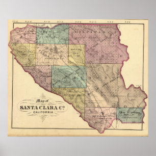 Poster Carte d'index de Santa Clara Co