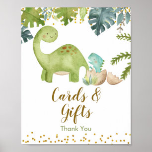 Poster Carte Dinosaure Aquarelle et signe cadeau