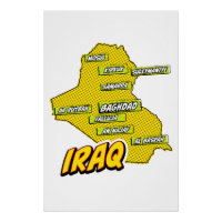 Carte d'Irak illustrée par l'art pop
