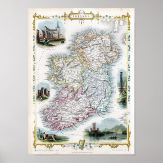 Poster Carte d'Irlande 1851