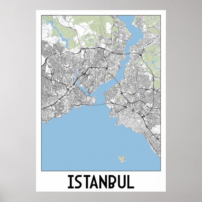 Poster Carte d'Istanbul, Turquie (Devant)