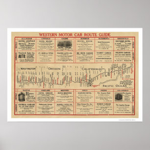 Poster Carte d'itinéraire automatique occidentale 1915