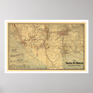 Poster Carte d'itinéraire de chemin de fer de Père Noël