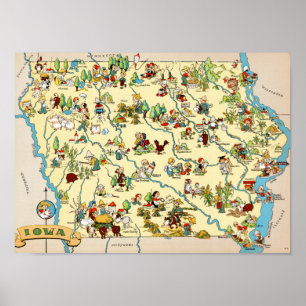 Poster Carte drôle de l'Iowa