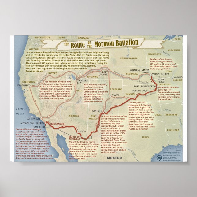 Poster Carte du bataillon Mormon (Devant)