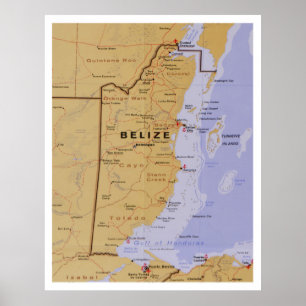 Poster Carte du Belize (1990) Atlas des pays d'Amérique c