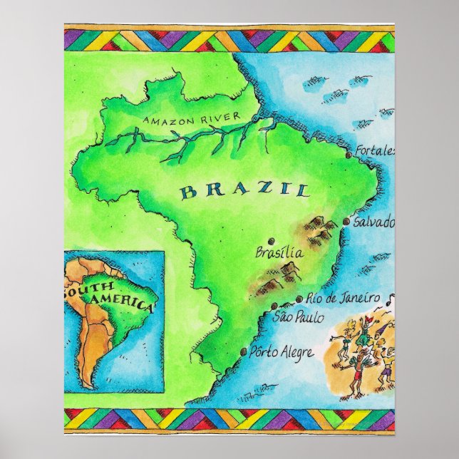 Poster Carte du Brésil (Devant)