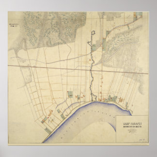 Poster Carte du Camp Parapet Louisiana 1863-64