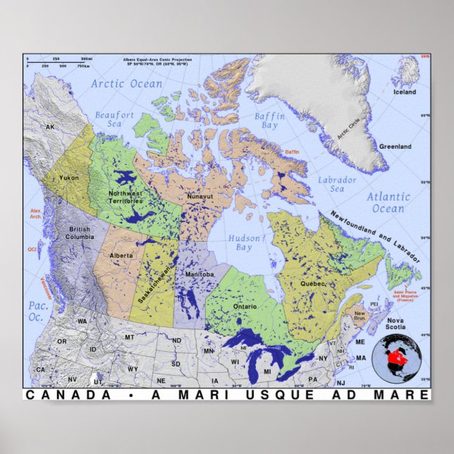 Poster Carte du Canada (Devant)
