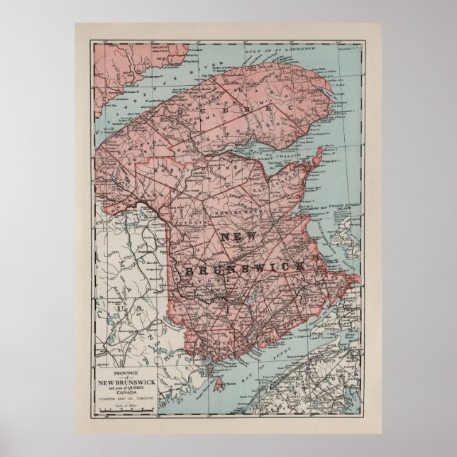 Poster Carte du Canada du Vieux-Nouveau-Brunswick (1925) (Devant)