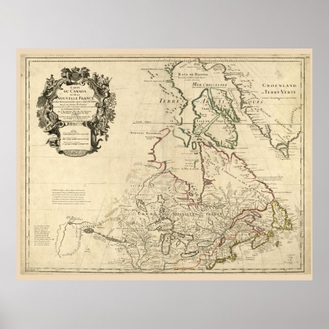 Poster Carte du Canada (vers 1718) (Devant)