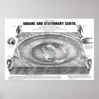 Poster Carte du Carré et de la Terre plate stationnaire