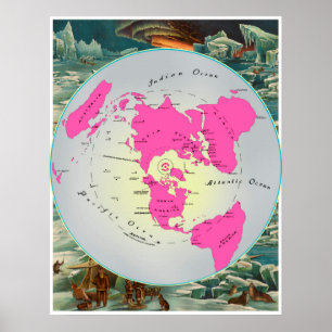 Poster Carte du carré et du plan de terre plat
