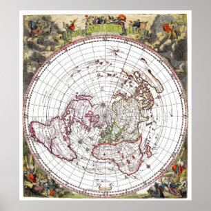 Poster Carte du carré et du plan de terre plat