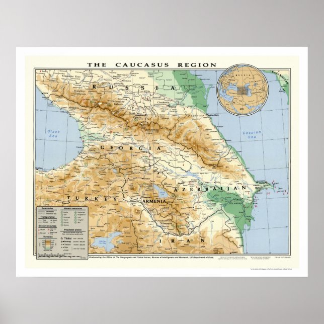 Poster Carte du Caucase 1994 (Devant)