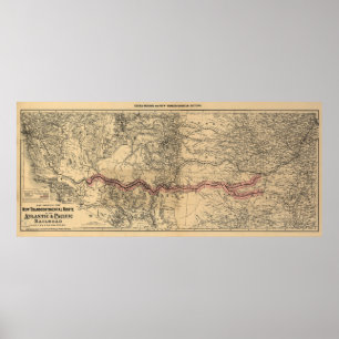 Poster Carte du chemin de fer Atlantique et Pacifique, 18