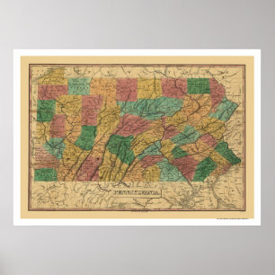 Poster Carte du chemin de fer de la Pennsylvanie primitiv