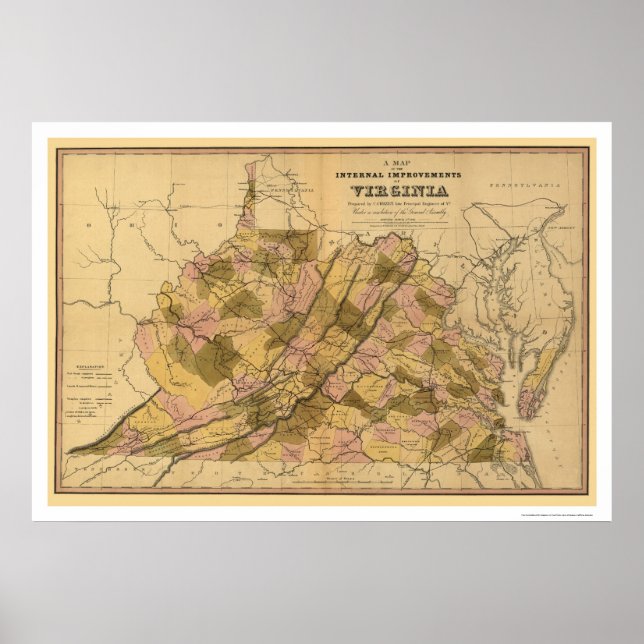 Poster Carte du chemin de fer et de la ville de Virginie  (Devant)
