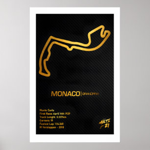 Poster Carte du Circuit du Grand Prix de Monaco Art Impri