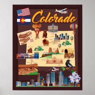 Poster Carte du Colorado