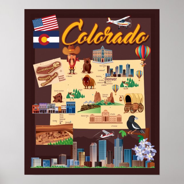 Poster Carte du Colorado (Devant)