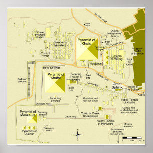 Poster Carte du complexe pyramidal de Giza Diagramme