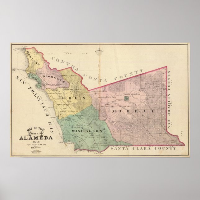 Poster Carte du comté d'Alameda (Devant)