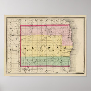 Poster Carte du comté d'Alcona, Michigan