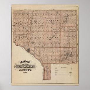 Poster Carte du comté d'Anoka, Minnesota