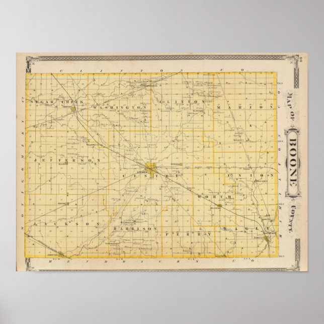 Poster Carte du comté de Boone (Devant)