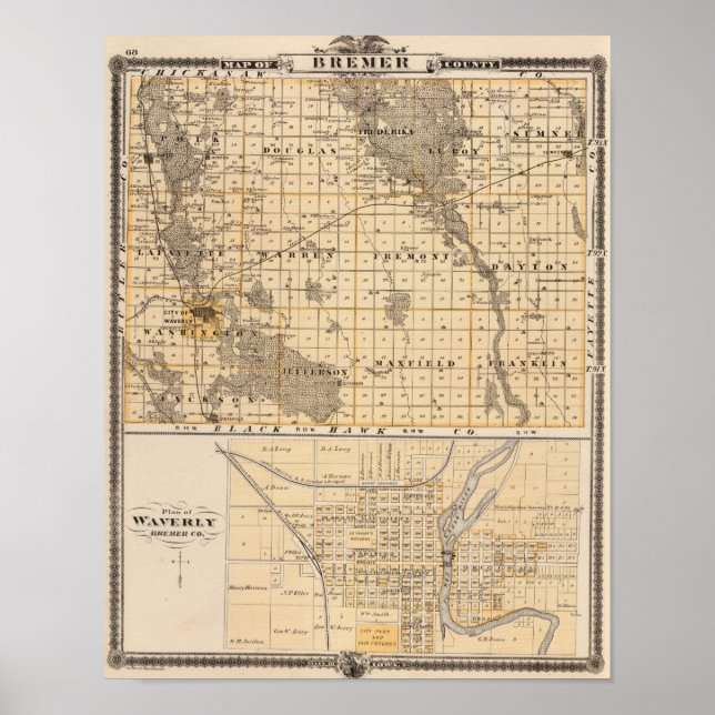 Poster Carte du comté de Bremer (Devant)
