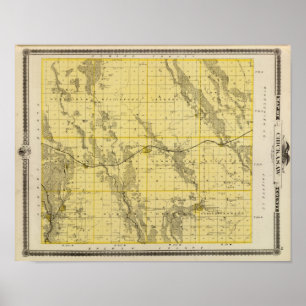 Poster Carte du comté de Chickasaw, état de l'Iowa