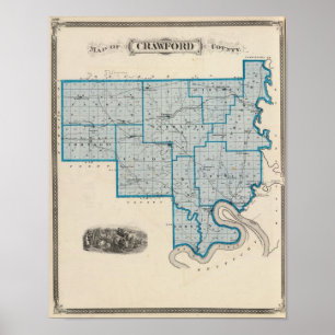 Poster Carte du comté de Crawford