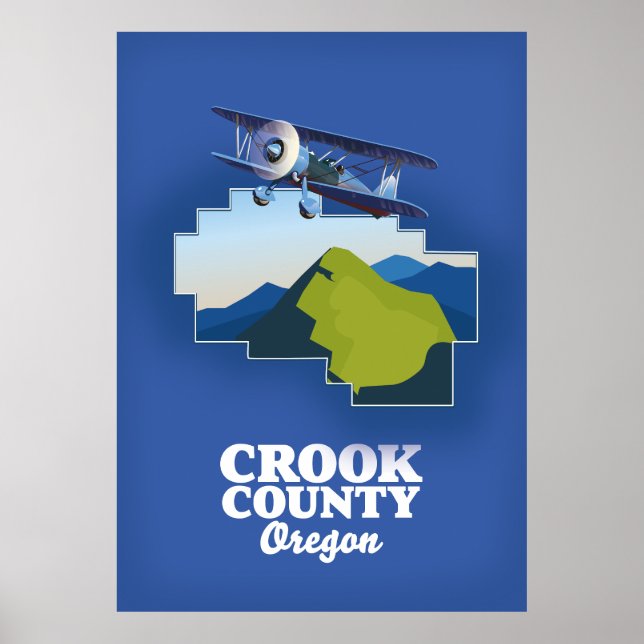 Poster Carte du comté de Crook en Oregon (Devant)