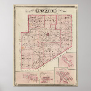 Poster Carte du comté de Decatur avec St Omer