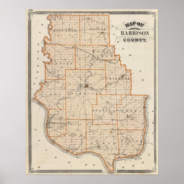 Poster Carte du comté de Harrison (Devant)