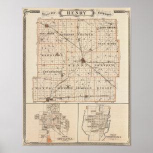 Poster Carte du comté de Henry avec le nouveau château,