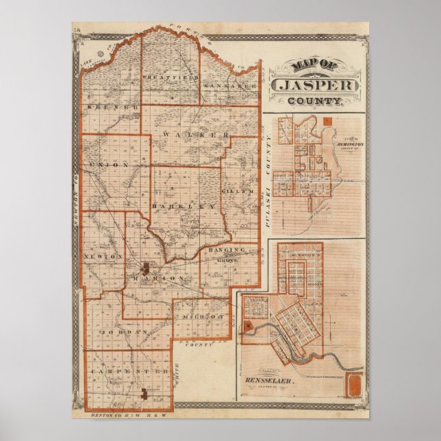 Poster Carte du comté de Jasper (Devant)
