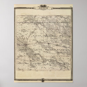 Poster Carte du comté de Jones, état de l'Iowa